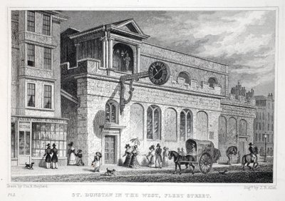 Church of St Dunstan, i vest, Fleet Street, fra pubben 