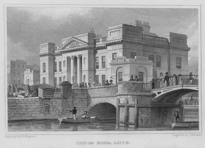 Custom House, Leith (gravering) af Thomas Hosmer Shepherd