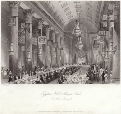 Egyptian Hall i Mansion House under Wilson-banketten af Thomas Hosmer Shepherd