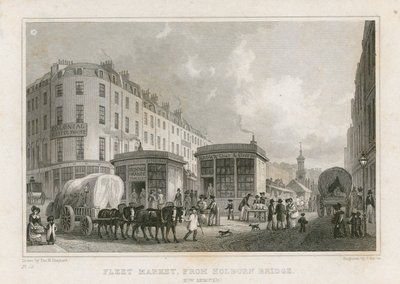 Fleet Market fra Holborn Bridge (nu fjernet) af Thomas Hosmer Shepherd