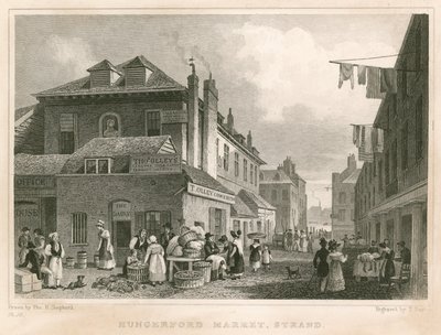 Hungerford Market, nær York Buildings, The Strand, London af Thomas Hosmer Shepherd