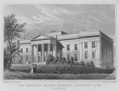 New Merchant Maiden Hospital, Lauriston Lane, Edinburgh (gravering) af Thomas Hosmer Shepherd