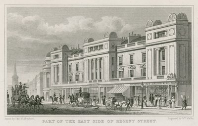 En del af østsiden af Regent Street, London af Thomas Hosmer Shepherd