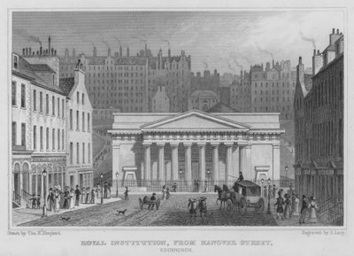 Royal Institution, fra Hanover Street, Edinburgh (gravering) af Thomas Hosmer Shepherd