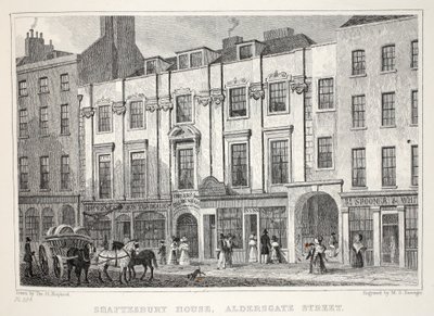 Shaftesbury House, Aldersgate Street, fra pubben 