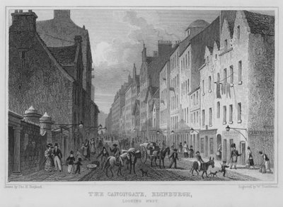 Canongate, Edinburgh, ser mod vest (gravering) af Thomas Hosmer Shepherd