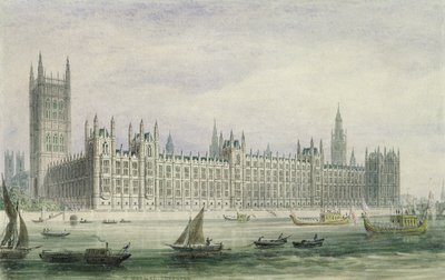 The Houses of Parliament (grafit, pen og blæk og wc på papir) af Thomas Hosmer Shepherd