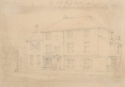The Old Pied Bull Inn, Islington (blæk på papir) af Thomas Hosmer Shepherd