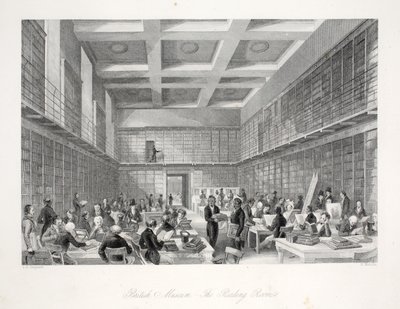 Læsesalen og biblioteket på British Museum, fra pubben 