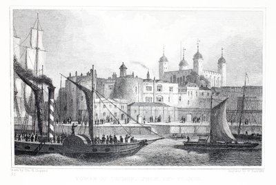 Tower of London set fra Themsen, fra puben 