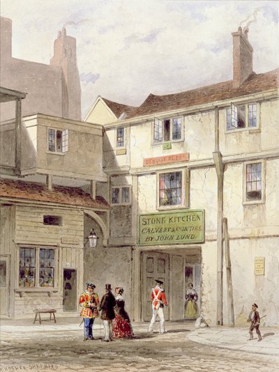 Den berømte kantine i Tårnet - kaldet Stenkøkkenet - revet ned 1827 (akvarel) af Thomas Hosmer Shepherd