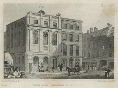 Rådhus, Borough High Street (gravering) af Thomas Hosmer Shepherd