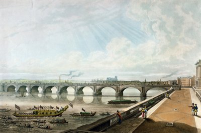 Udsigt over Waterloo Bridge fra East End af Somerset House Terrace af Thomas Hosmer Shepherd