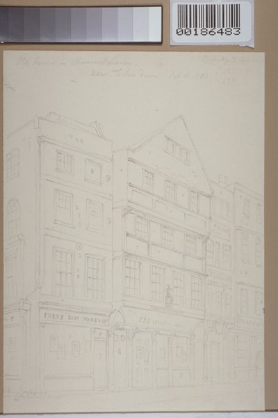 Udsigt over gamle huse i Chancery Lane, 1853 af Thomas Hosmer Shepherd