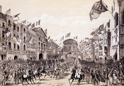 Besøg af Napoleon III og kejserinde Eugenie i byen, 19. april 1855 af Thomas Hosmer Shepherd