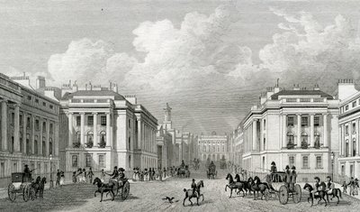 Waterloo Place og en del af Regent Street, pub.1828 af Thomas Hosmer Shepherd