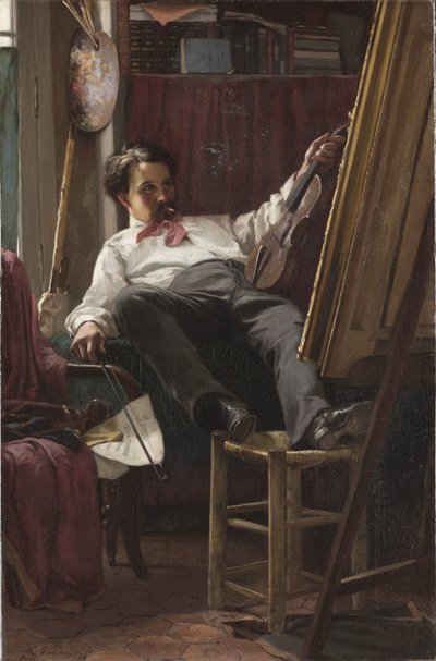 Selvportræt af kunstneren i hans studie af Thomas Hovenden