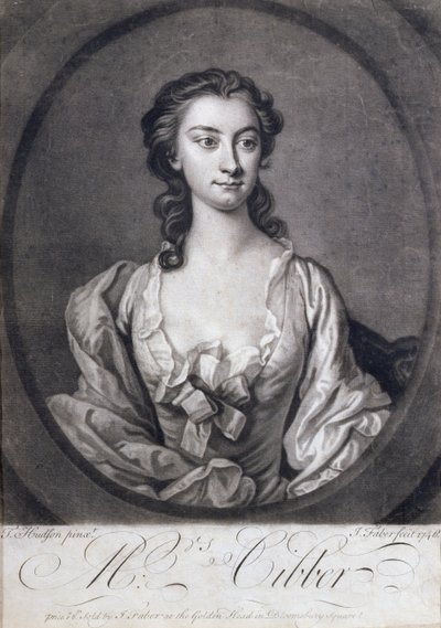 Portræt af fru Cibber (1714-66), skuespillerinde og sangerinde, indgraveret af John Faber (1684-1756), 1746 af Thomas Hudson