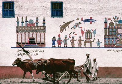 Et vægmaleri på en stukvæg i et bondehus i Luxor er et minde om bondens... af Thomas J. Abercrombie