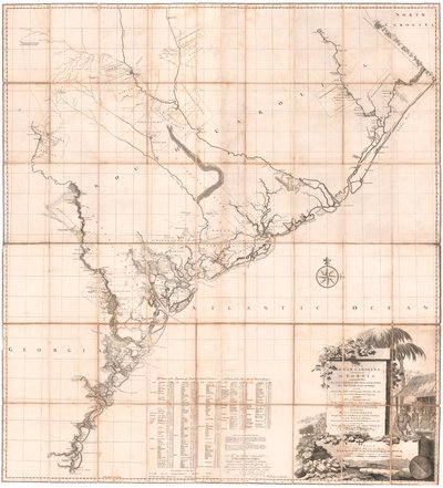 Et kort over South Carolina og en del af Georgia af De Brahm af Thomas Jefferys