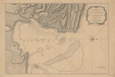En autentisk plan over byen og havnen i Cap-François på øen St. Domingo. LOC 73695949 af Thomas Jefferys