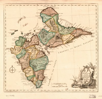 Guadaloupe er en af de caribiske øer, der er underlagt Frankrig i Vestindien, LOC 75693285 af Thomas Jefferys