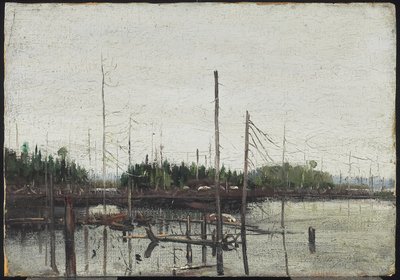 Drowned Land, 1912 (olie på papir (med præget lærredstekstur) på træ) af Tom Thomson
