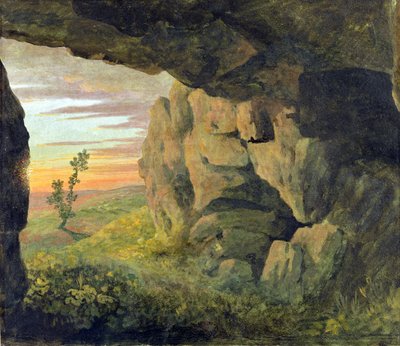 En grotte nær Skt. Agnese uden Porta Pia (olie på papir) af Thomas Jones