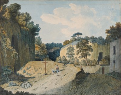 En vej i en kløft nær Napoli, 1782. af Thomas Jones