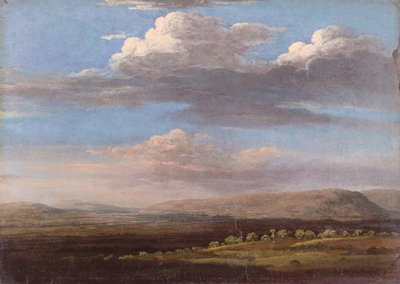 En udsigt i Radnorshire (olie på papir) af Thomas Jones