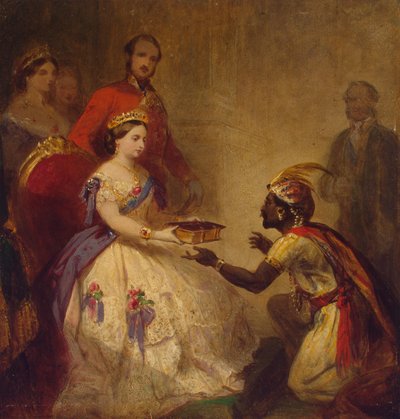 Dronning Victoria giver Bibelen til en afrikansk høvding (Hemmeligheden bag Englands storhed) af Thomas Jones Barker