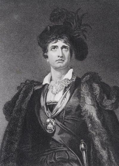 John Philip Kemble som Hamlet, indgraveret af G. Adcock af Thomas Lawrence