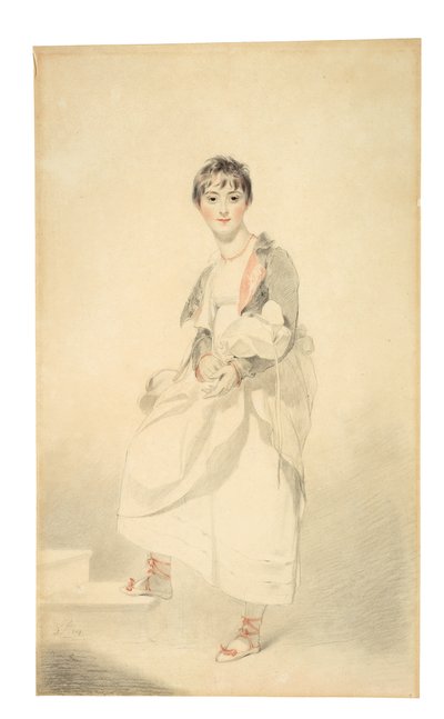 Portræt af Lady Frances Hamilton (1795-1860) (sort og rødt kridt) af Thomas Lawrence