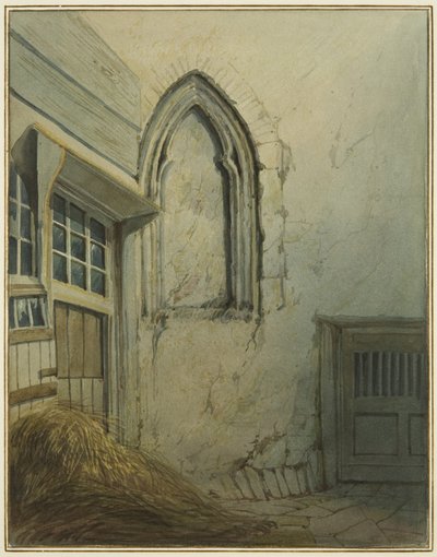 En lille domstol, der støder op til en passage fra Baldwin Street til St Nicholas Street (blyant og akvarel på papir) af Thomas Leeson the Elder Rowbotham