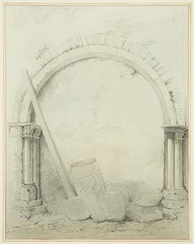 Buer og søjler i Mereweathers lokaler mellem Nicholas Street og Corn Street (blyant og akvarel på papir) af Thomas Leeson the Elder Rowbotham