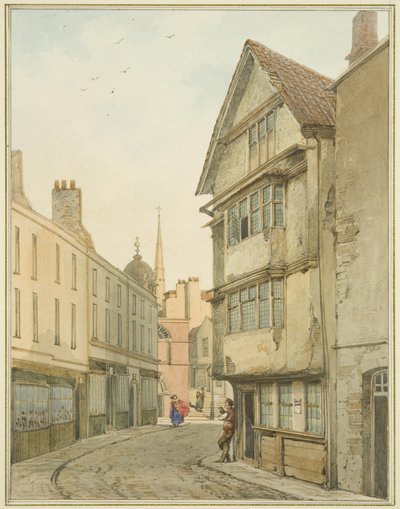 Back Street, ser nordpå mod Baldwin Street (akvarel på papir) af Thomas Leeson the Elder Rowbotham