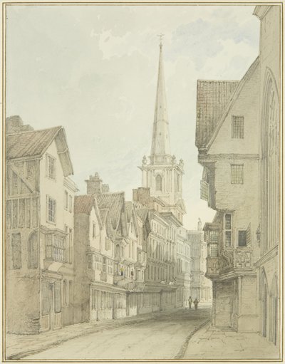 Broad Street (akvarel på papir) af Thomas Leeson the Elder Rowbotham