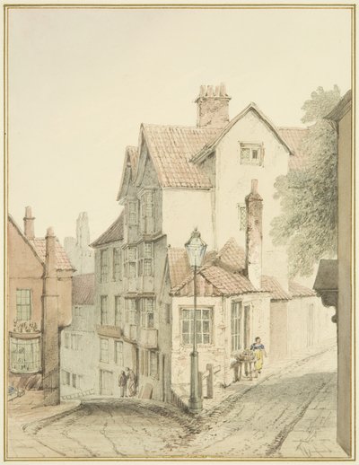Hjørne af Trenchard Lane og Steep Street (akvarel på papir) af Thomas Leeson the Elder Rowbotham
