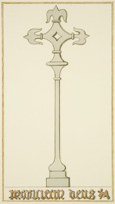 Kors på gammel gravsten i Johanneskirkens krypt (akvarel på papir) af Thomas Leeson the Elder Rowbotham