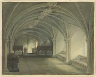 Krypten af Johanneskirken, ser mod vest (akvarel på papir) af Thomas Leeson the Elder Rowbotham