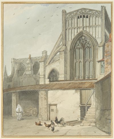 End of North Transept of St Mary Redcliffe (akvarel på papir) af Thomas Leeson the Elder Rowbotham