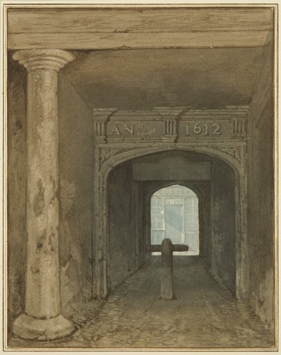 Guard House Passage, Wine Street (akvarel på papir) af Thomas Leeson the Elder Rowbotham