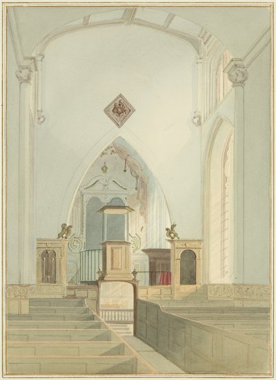 Interiør af Johanneskirken (akvarel på papir) af Thomas Leeson the Elder Rowbotham
