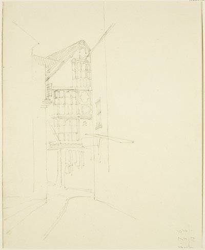 Ser ind i Pithay fra Wine Street (blyant på papir) af Thomas Leeson the Elder Rowbotham