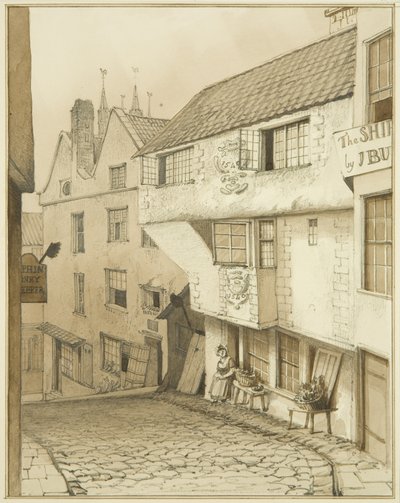Nedre ende af Steep Street, med hus af Thomas Leeson the Elder Rowbotham