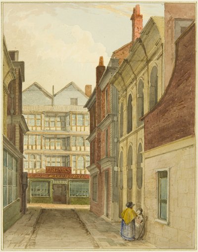 Mary-le-Port Street set fra Cheese Market (akvarel på papir) af Thomas Leeson the Elder Rowbotham