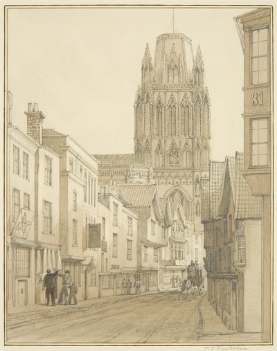 Nordlig udsigt over St Mary Redcliffe Church set fra Redcliffe Street af Thomas Leeson the Elder Rowbotham
