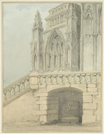 Redcliffe Conduit og en del af North Porch (akvarel på papir) af Thomas Leeson the Elder Rowbotham