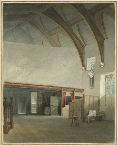 Værelse i et hus i Cider House Passage, ud for Broad Street (akvarel på papir) af Thomas Leeson the Elder Rowbotham