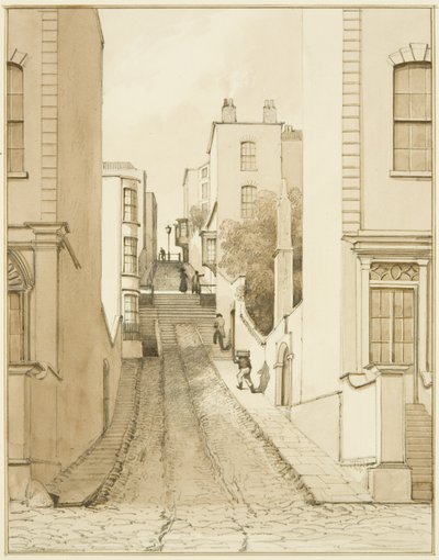 Spring Hill fra King Square (blyant og akvarel på papir) af Thomas Leeson the Elder Rowbotham